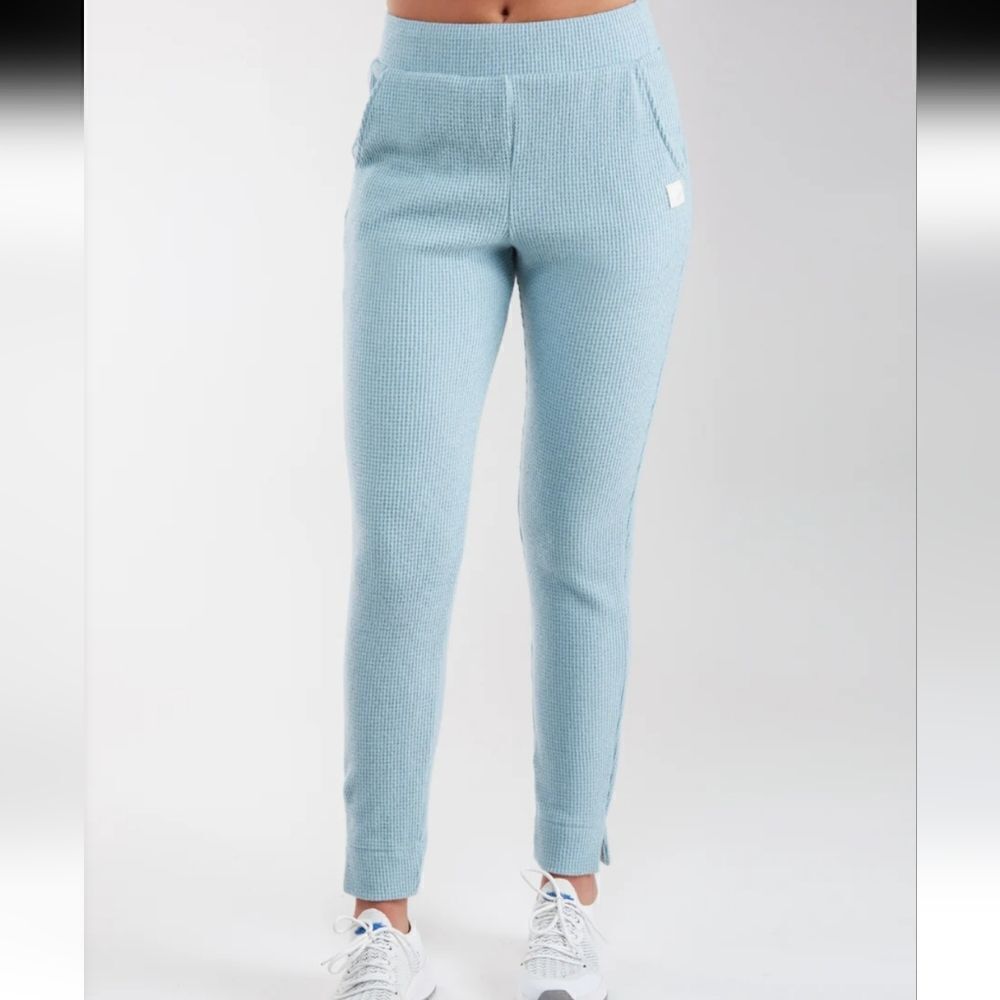 Straight Down Golf Womens Mavis  Waffle Knit Jogger Large Mineral Blue NWT